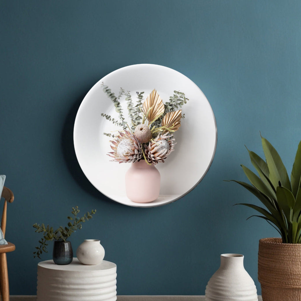 Boho Dry Flowers Vase Decorative Wall Plate