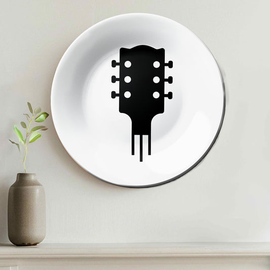 Acoustic Guitar Music Icon Minimal Art Home Decor Ceramic Wall Plate