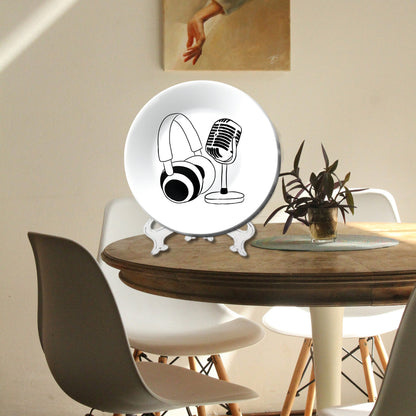 Microphone With Headphones Decorative Wall Plate