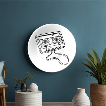 Cassette Tape Black and White Decorative Wall Plate