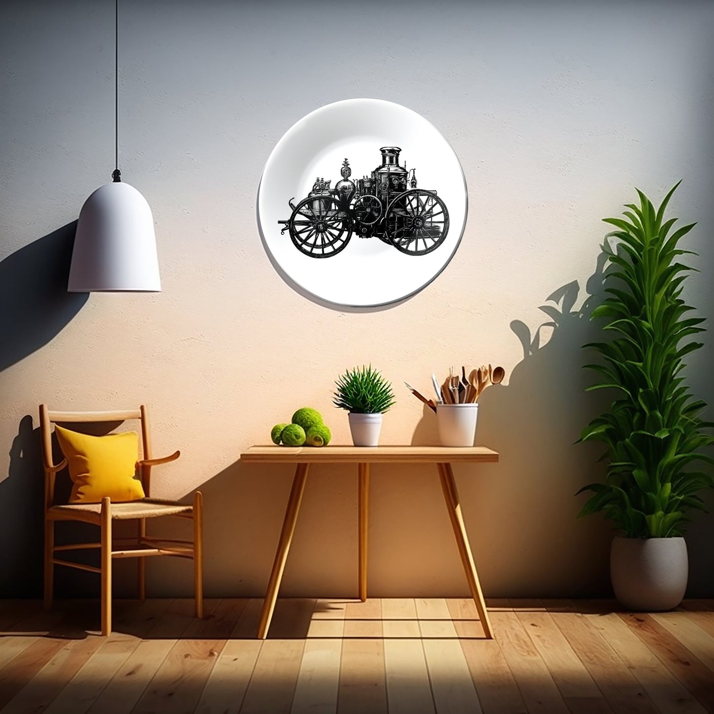 Steam Fire Engine Vinatge Home Decor Wall Plate