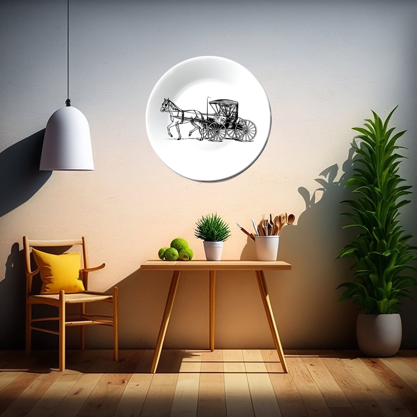 Horse Cart Vintage Art Decorative Wall Plate