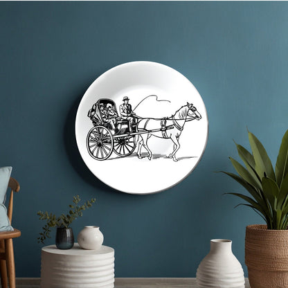 Ancient India Horse Cart Vintage Decorative Wall Plate