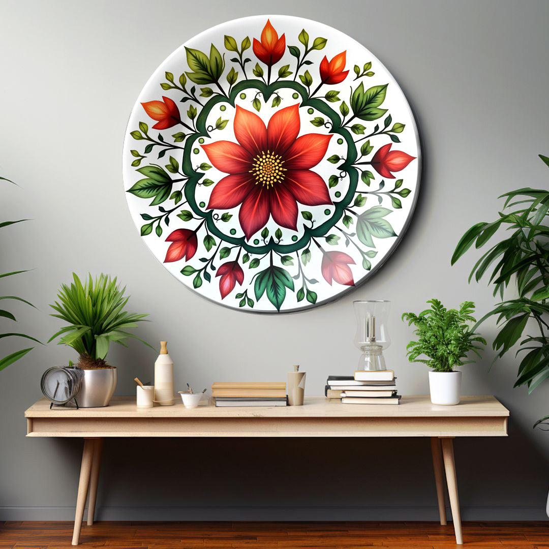 Red Dahlia Decorative Ceramic Wall Plate