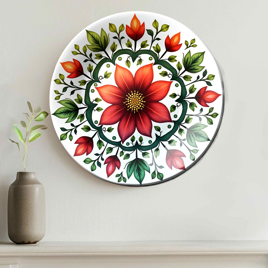 Red Dahlia Decorative Ceramic Wall Plate