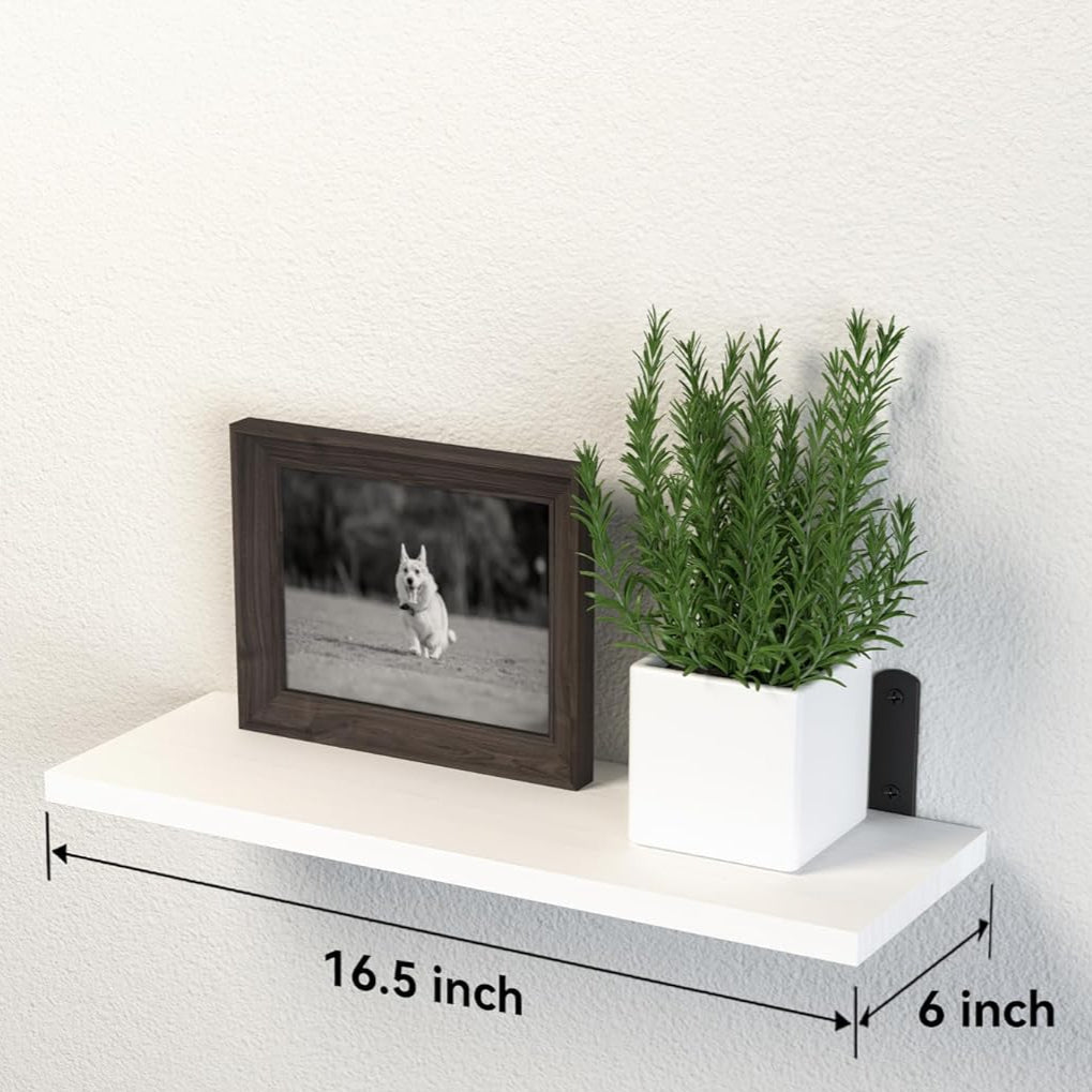 Set of 3 Wall Mounted Floating Wood Shelves White