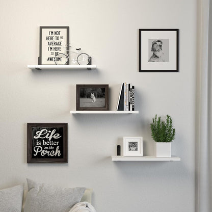 Set of 3 Wall Mounted Floating Wood Shelves White