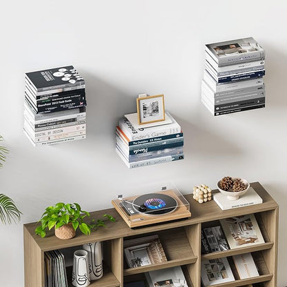 2 Tier Invisible Floating Bookshelf White