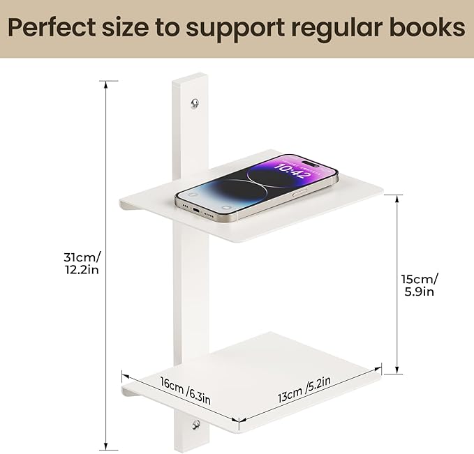 2 Tier Invisible Floating Bookshelf White