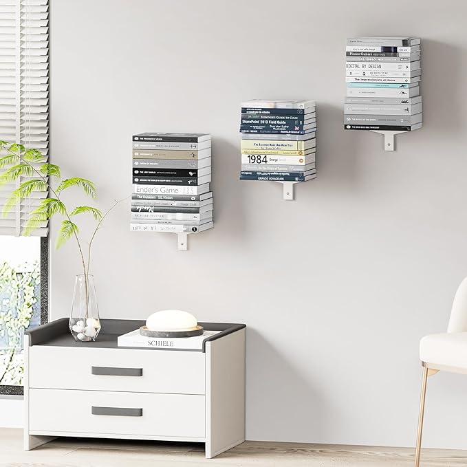 2 Tier Invisible Floating Bookshelf White