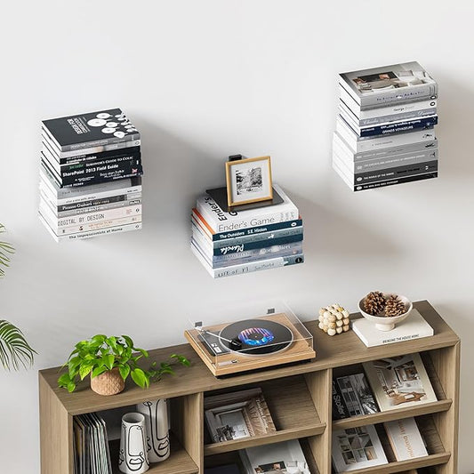 2 Tier Invisible Floating Bookshelf Black