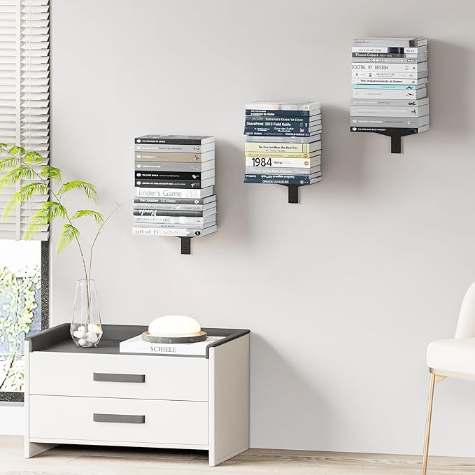 2 Tier Invisible Floating Bookshelf Black