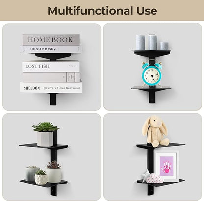 2 Tier Invisible Floating Bookshelf Black