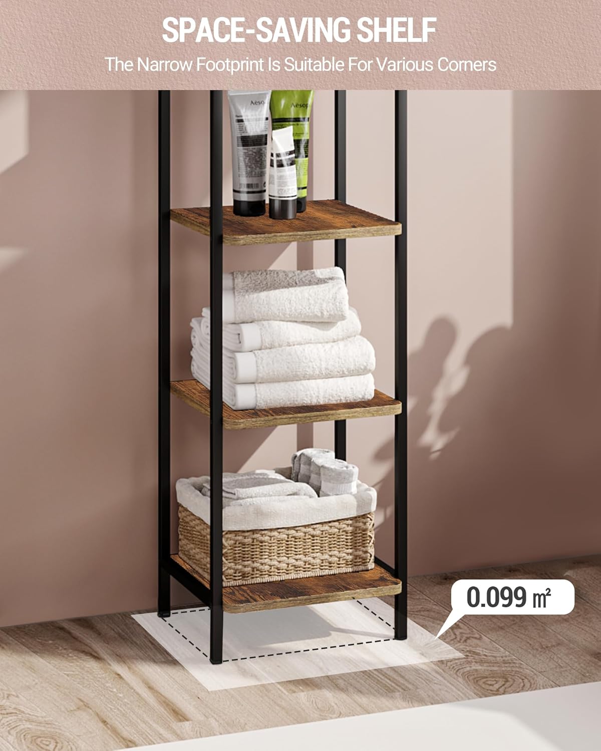 5 Tier Industrial Corner Bookshelf Brown