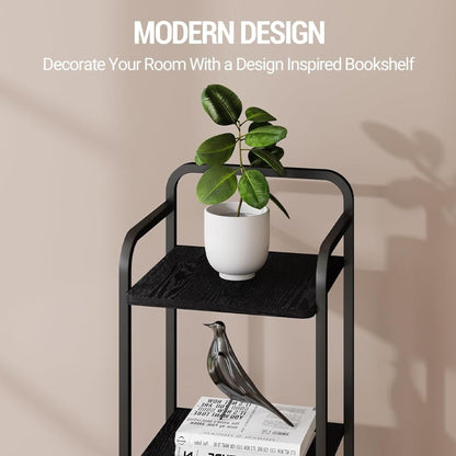 5 Tier Industrial Corner Bookshelf Black