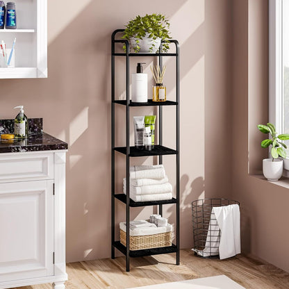 5 Tier Industrial Corner Bookshelf Black