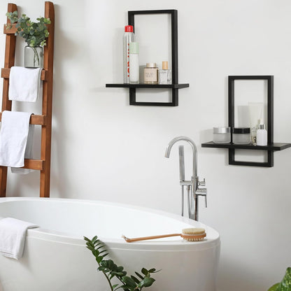 Set of 2 Square Floating Shelves Black