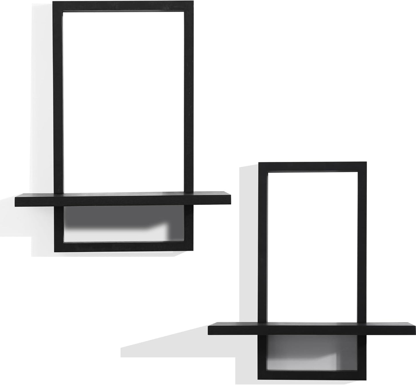 Set of 2 Square Floating Shelves Black