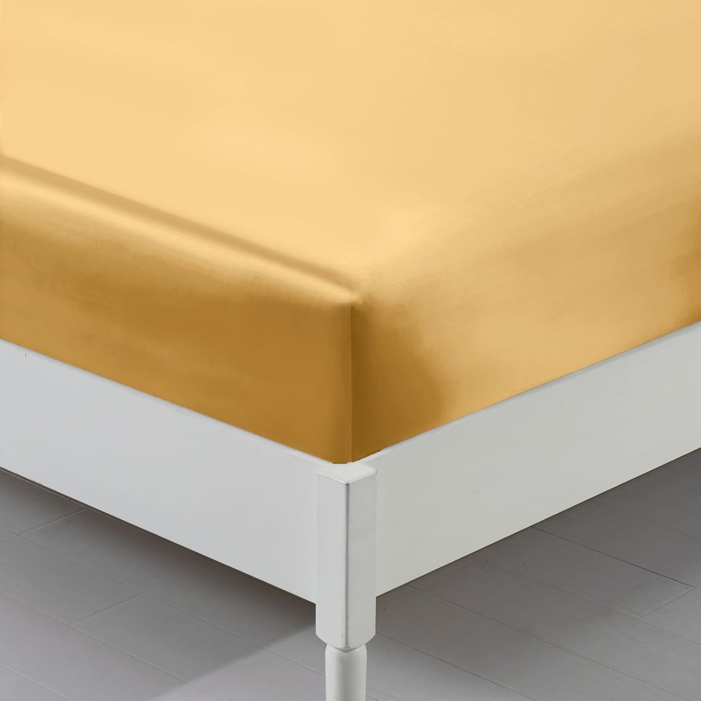 Silk Satin Fitted Sheet With Pillow Covers Golden Yellow