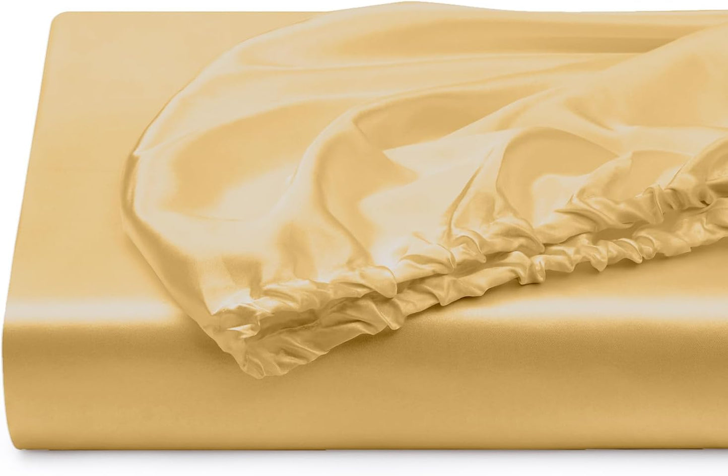 Silk Satin Fitted Sheet With Pillow Covers Golden Yellow