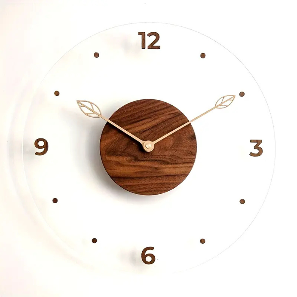 Acrylic Wooden Sleek Modern Wall Clock