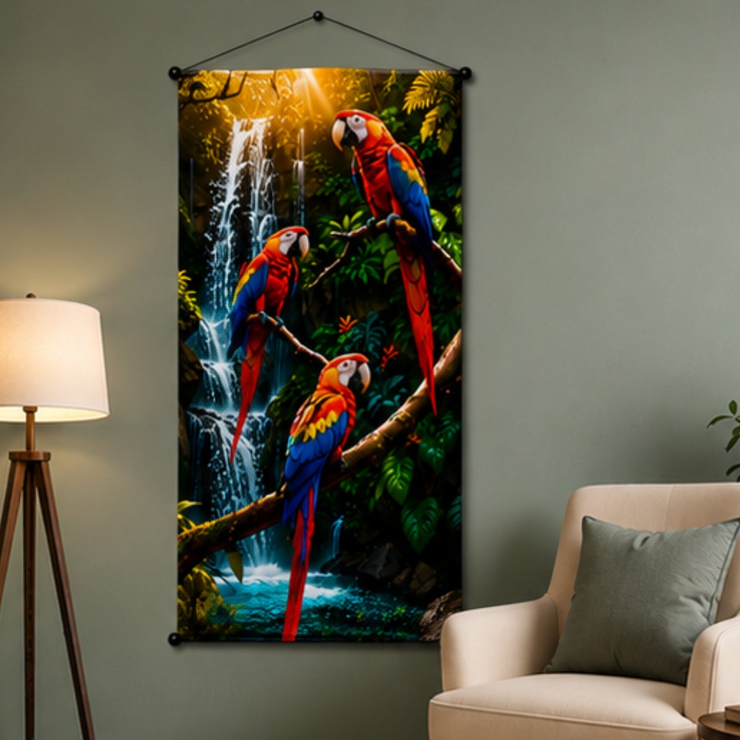 Nature Inspired Macaw Parrot Wall Hanging Tapestry