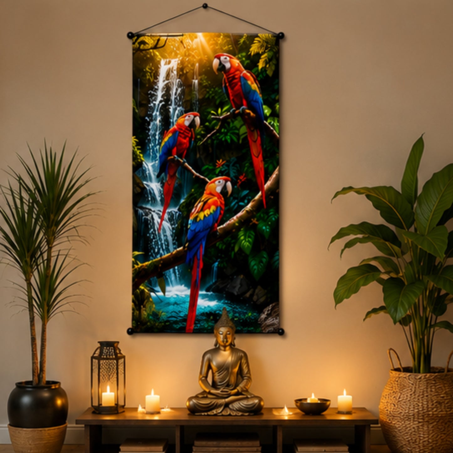 Nature Inspired Macaw Parrot Wall Hanging Tapestry