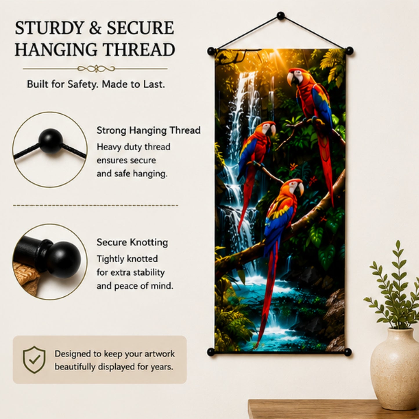 Nature Inspired Macaw Parrot Wall Hanging Tapestry