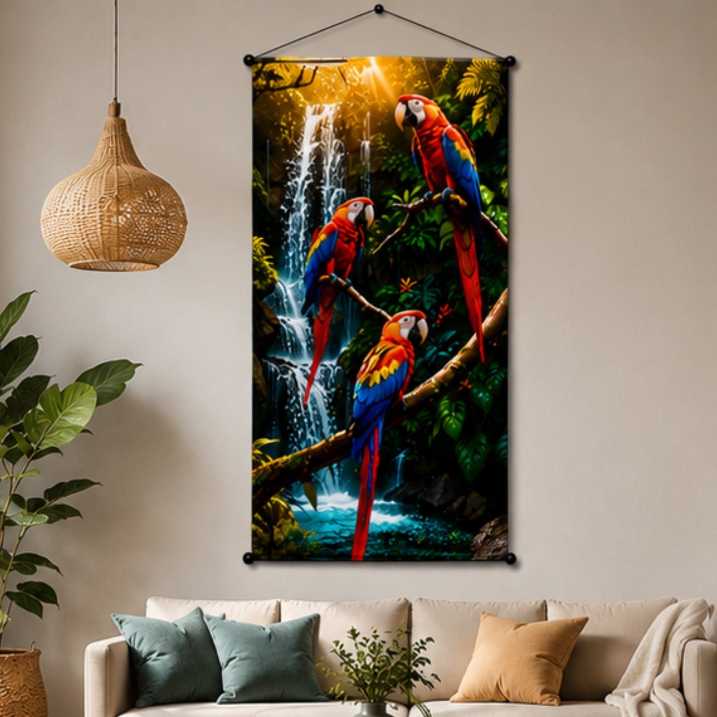 Nature Inspired Macaw Parrot Wall Hanging Tapestry