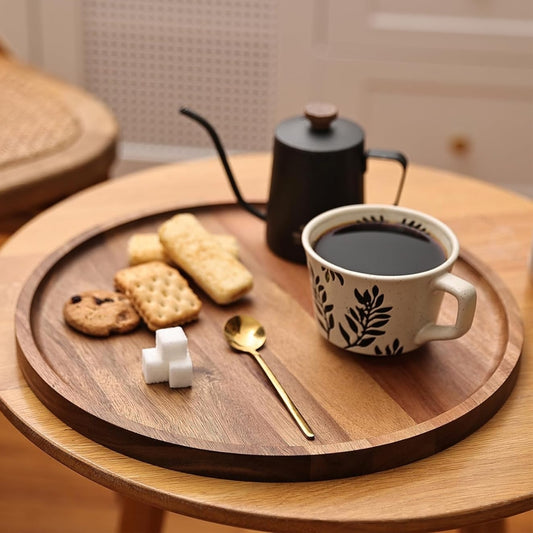 Round Wooden Serving Tray 11 inches