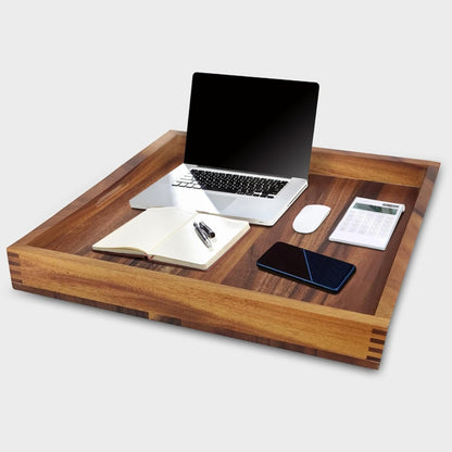 Solid Wood Square Ottoman & Coffee Tray 20 Inches