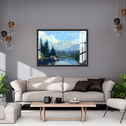 Alpine Reflection Escape Metal Print With or Without Frame Wall Art