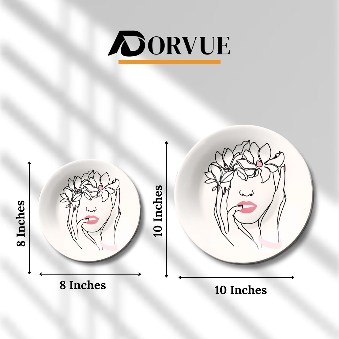 Artistic Aura Contemporary Floral Line Art Ceramic Decorative Wall Plate