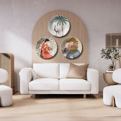 Set of 3 Assorted Nature and Culture Ceramic Decorative Wall Plates Décor