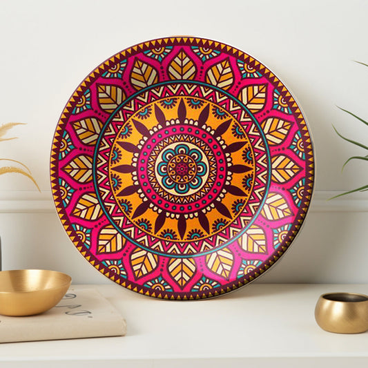 Boho Glow Mandala Decorative Ceramic Wall Plate