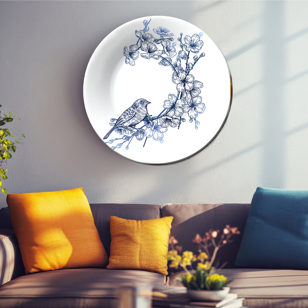 Blossom Bird Decorative Ceramic Wall Plate