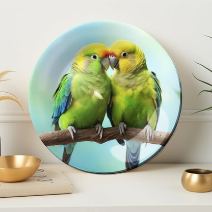 Loving Parrots Decorative Ceramic Wall Plate