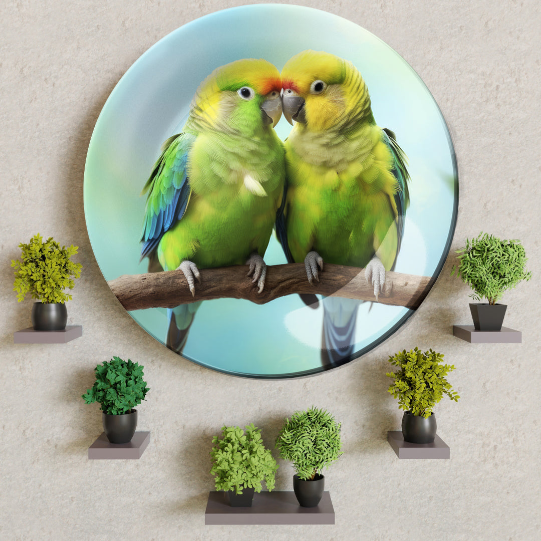 Loving Parrots Decorative Ceramic Wall Plate