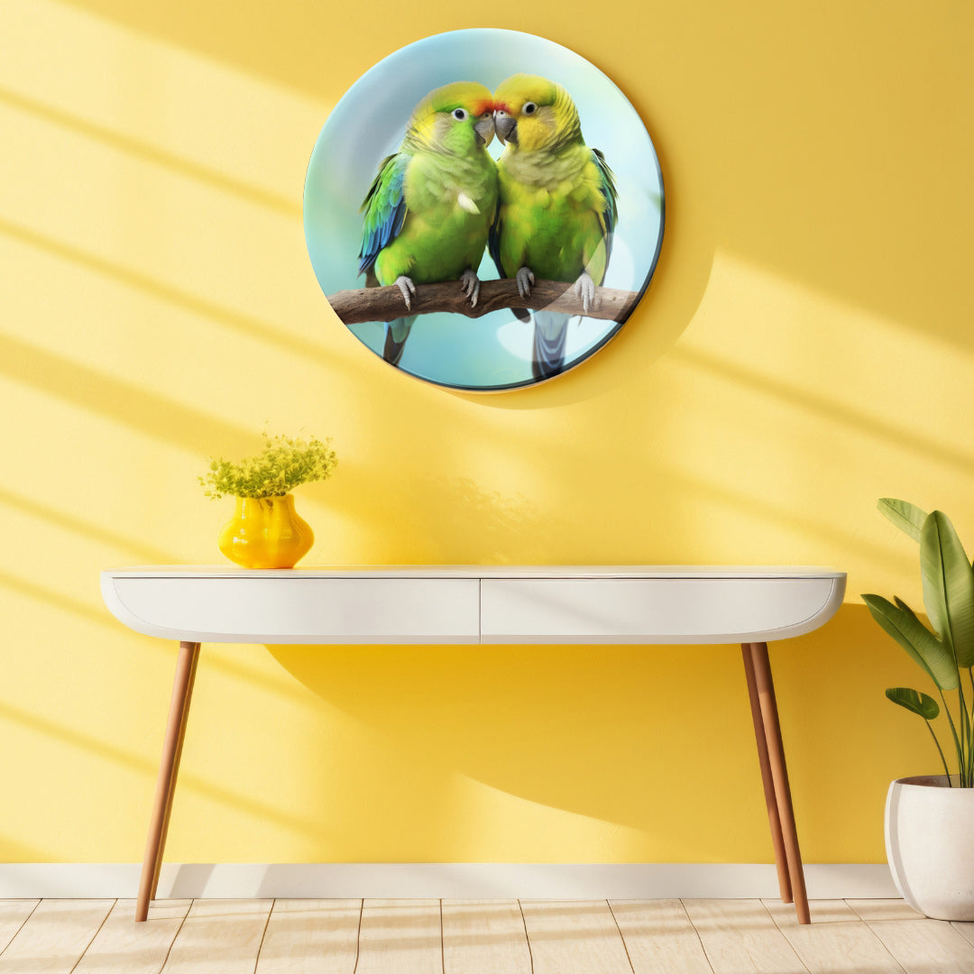 Loving Parrots Decorative Ceramic Wall Plate