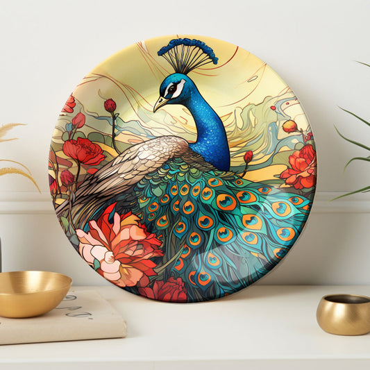 Regal Peacock Decorative Ceramic Wall Plate