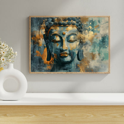 Breath Taking Buddha Abstract Canvas Painting Framed Wall Art