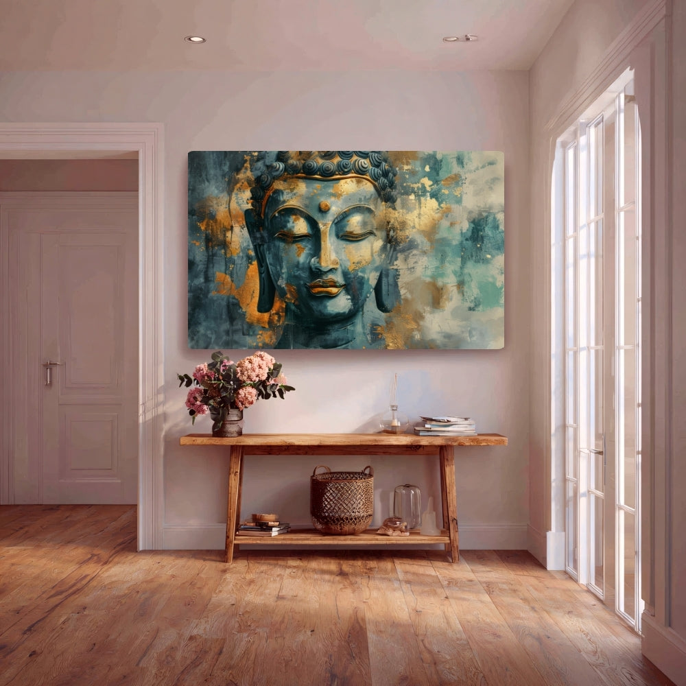 Breath Taking Buddha Abstract Canvas Painting Framed Wall Art