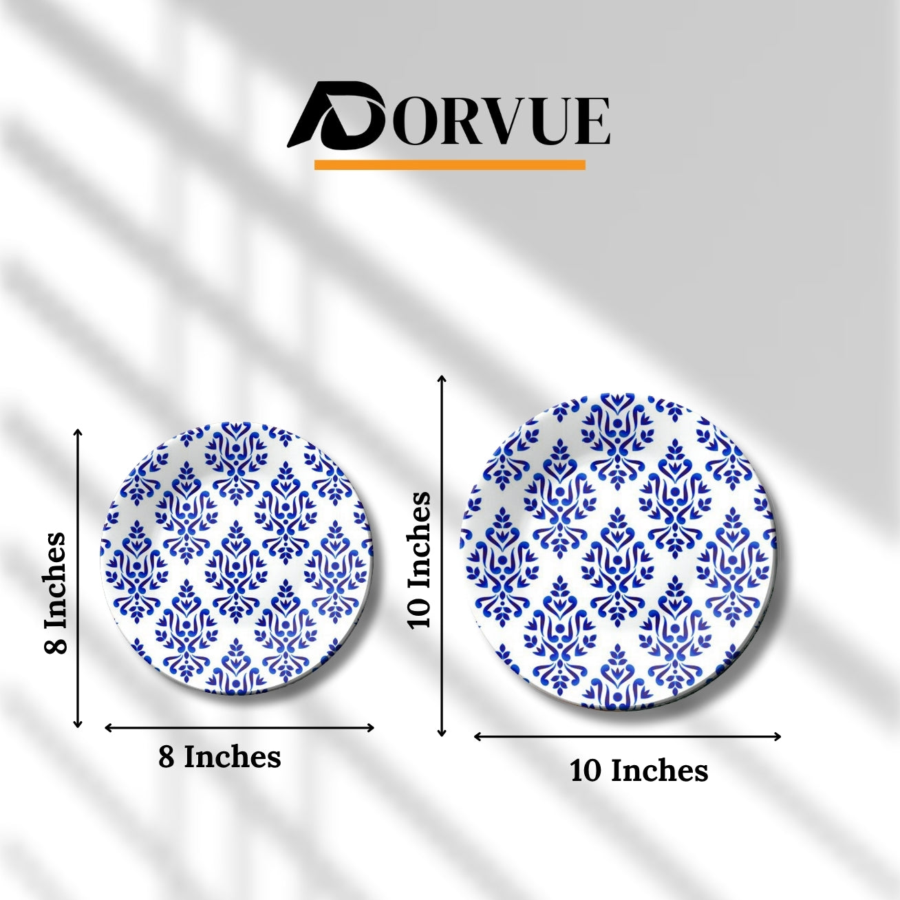 Baroque and Damask Blue and White Decorative Wall Plate