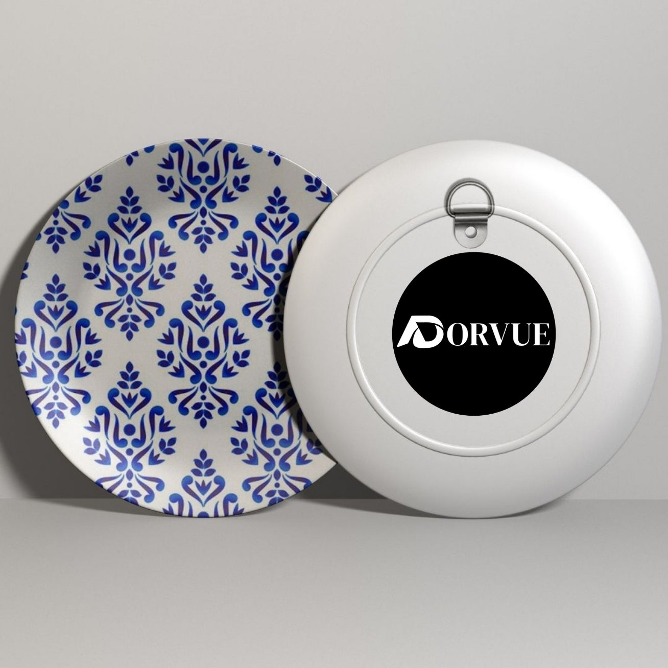 Baroque and Damask Blue and White Decorative Wall Plate