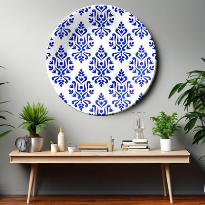 Baroque and Damask Blue and White Decorative Wall Plate