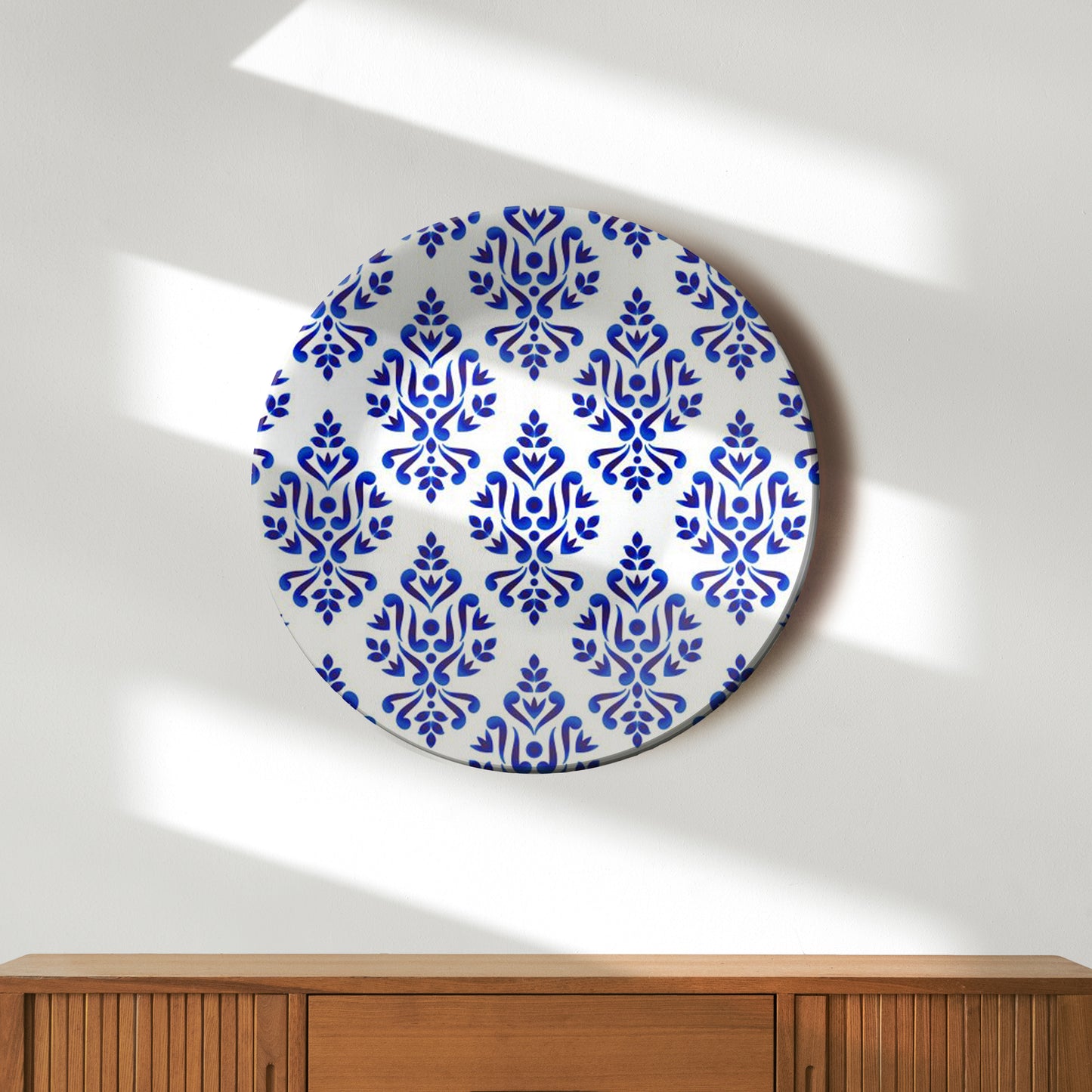 Baroque and Damask Blue and White Decorative Wall Plate