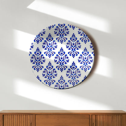 Baroque and Damask Blue and White Decorative Wall Plate