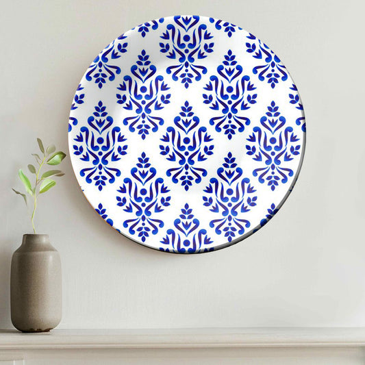 Baroque and Damask Blue and White Decorative Wall Plate
