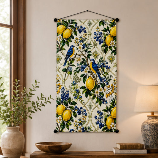 Bird & Lemon Wall Hanging Tapestry for Living Room & Bedroom