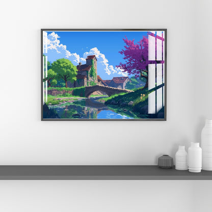 Blossom Village Escape Metal Print With or Without Frame Wall Art